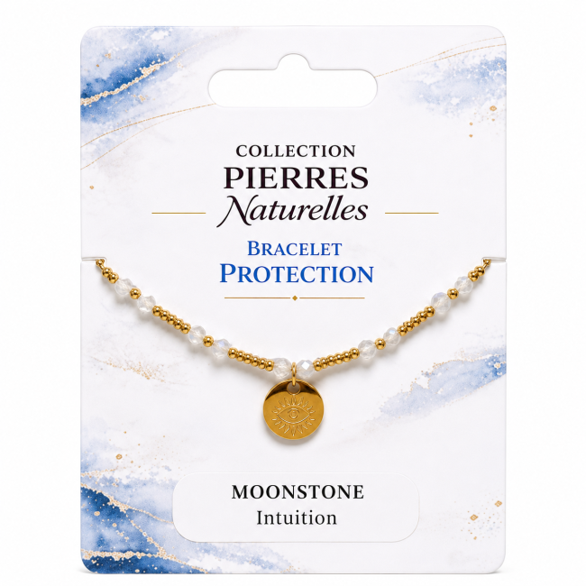 incenso em Pulseira de proteção AA com pedra da lua branca – Proteção para os olhos