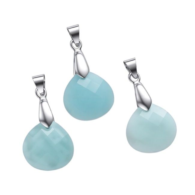 incenso em Pingente plano facetado de amazonita – Conjunto de 3