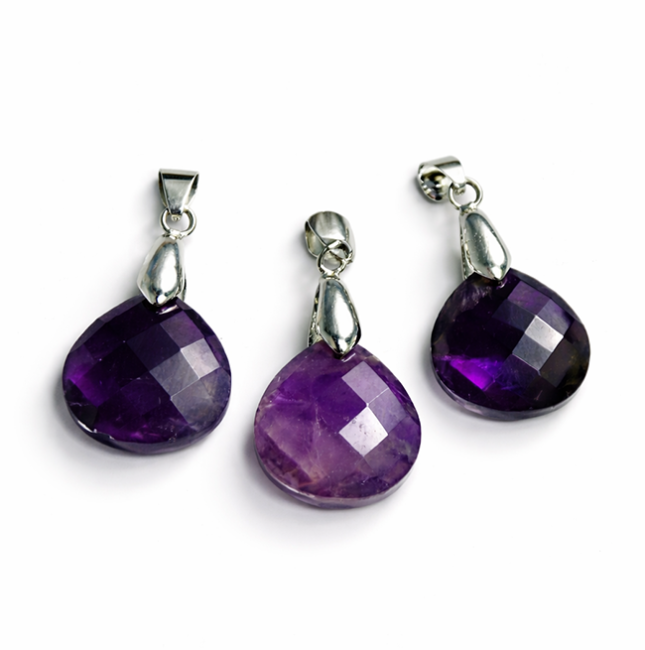incenso em Conjunto de 3 pingentes planos facetados de ametista|pt