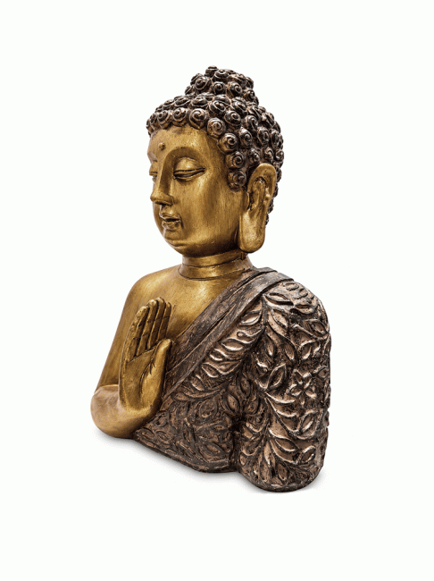 incenso em Busto de Buda Dourado e Efeito Madeira em Resina 25 cm|pt