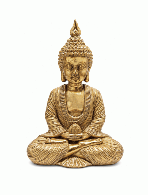 incenso em Estátua Buda Meditação Dourada em Resina 15 cm