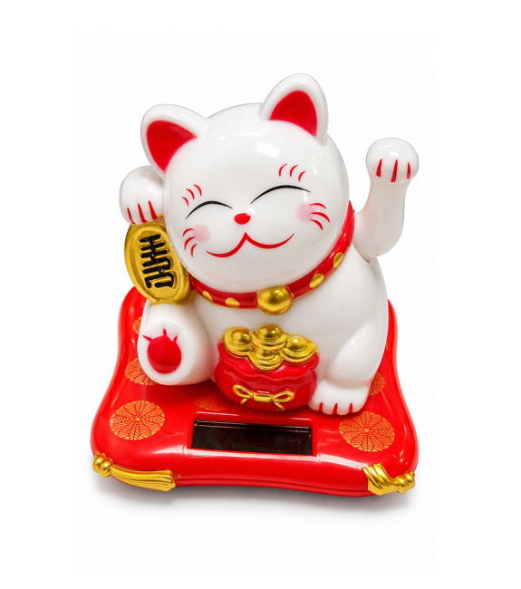 incenso em Gato da Sorte Maneki-neko Solar com Braço Móvel 7,5 cm