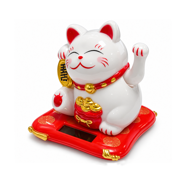 incenso em Gato da Sorte Maneki-neko Solar com Braço Móvel 7,5 cm|pt