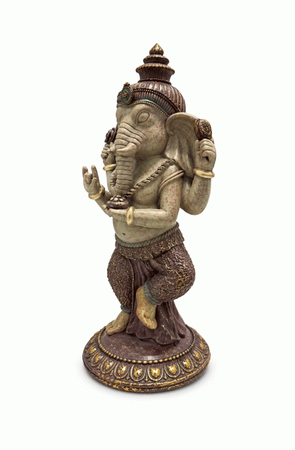 incenso em Estátua de Ganesha Dançante Roxa e Dourada em Resina 32 cm|pt