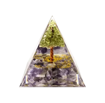 Pirâmide Orgonite Árvore da Vida de Ametista e Peridoto
