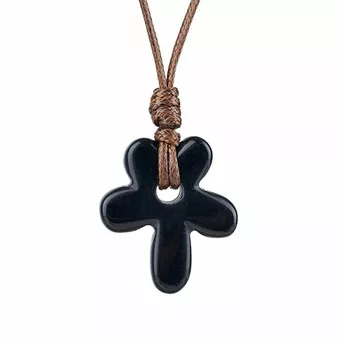Colar de flor de obsidiana negra