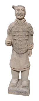 Estátua antiga colorida do guerreiro de terracota 20cm