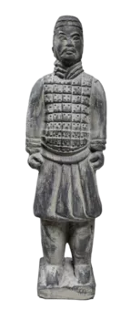 Estátua negra de cavaleiro em terracota 22cm