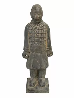 Estátua de cavaleiro em terracota preta, 20 cm