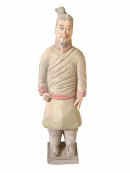 Estátua de guerreiro em terracota de cor antiga 22cm