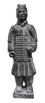Guerreiros de estátua negra com armadura de terracota 22cm