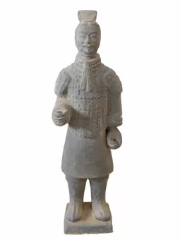 Estátua de Guerreiro Negro com Armadura de Terracota, 25cm