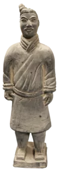 Estátua negra de guerreiro em terracota 25cm