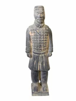 Estátua de cavaleiro em terracota preta, 26 cm
