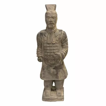 Estátua de Guerreiro Negro com Armadura de Terracota, 26cm