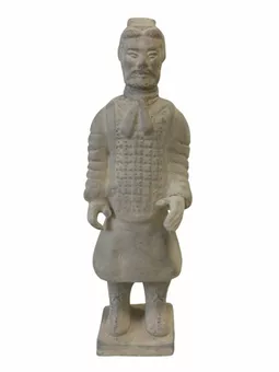 Estátua de Guerreiro Negro com Armadura de Terracota, 26cm