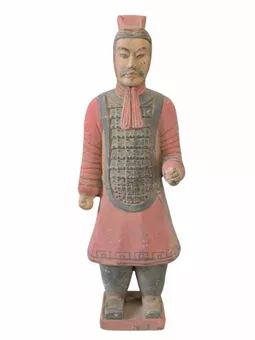 Antigos guerreiros de terracota coloridos com estátua de armadura de 23 cm