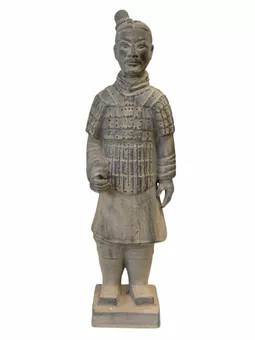 Estátua de guerreiro de terracota preta de 35 cm