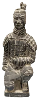 Estátua negra de Arqueiro ajoelhado em terracota 27,5 cm
