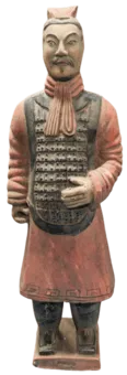 Estátua Antiga Colorida Guerreiros com Armadura em Terracota 38cm