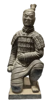 Estátua negra de arqueiro ajoelhado em terracota 35cm