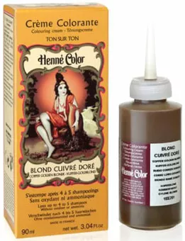 Embalagem de 3 cremes de coloração de hena louro cobre dourado 90ml