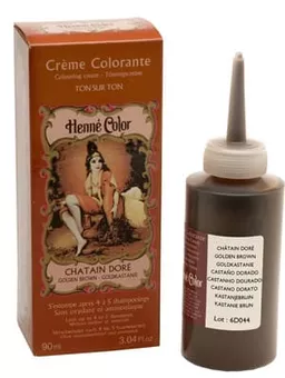Embalagem de 3 cremes para colorir hena castanho dourado 90ml