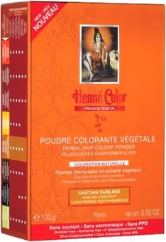 Embalagem de 3 pós de coloração vegetal premium castanho sublime 100g