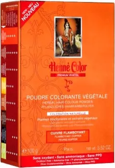 Embalagem de 3 pós de coloração vegetal premium cobre ardente 100g