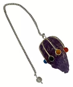Pêndulo de Ametista Rugosa 7 Chakras