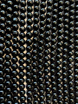 Fio de Contas Redondas de Turmalina Negra A 6-7mm