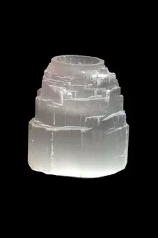 Castiçal de selenita, formato de montanha, 10 cm de comprimento, 1,5 kg