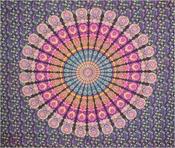 Pendente de parede mandala fúcsia amarelo e turquesa malva