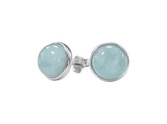 Brincos de Prata 925 Aquamarine AA 8mm