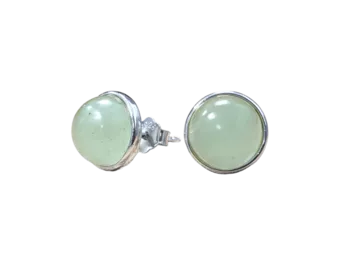 Brincos de Prata 925 Aventurina Verde 8mm