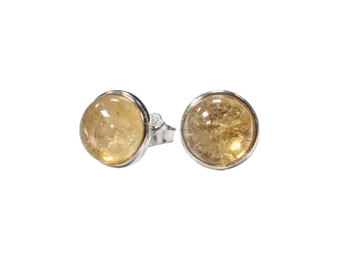 Brincos de Prata 925 Citrino Natural AA 8mm