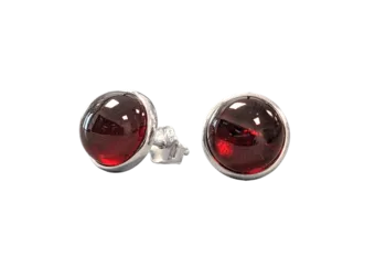 Brincos de Prata 925 Garnet Vermelha AAA 8mm
