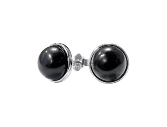 Brincos de Prata 925 Obsidiana Preta A 8mm