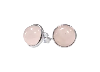 Brincos de Prata 925 Quartzo Rosa AA 8mm