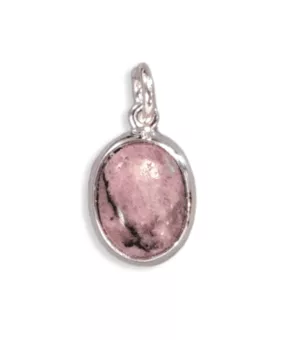 Pendente Oval Prata 925 Rodonite A 13mm