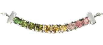 Colar de Prata 925 Turmalina Multicolorida Facetada AA 3mm