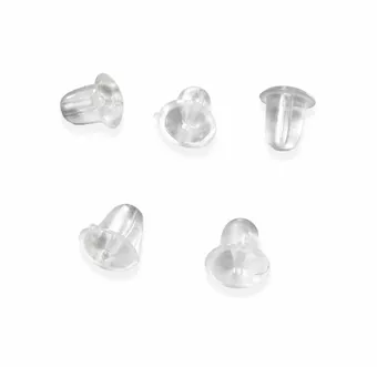 Fechos para brincos de silicone transparente 4-5mm x100