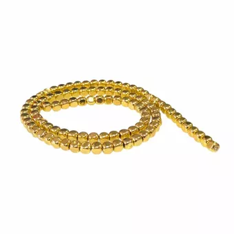 Contas espaçadoras quadradas arredondadas em Hematite dourada 4mm
