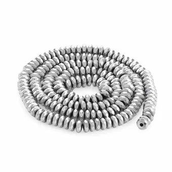 Contas espaçadoras facetadas em Hematite prateada 4x2mm