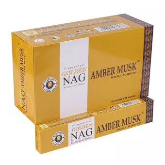 Incenso Vijayshree Golden Nag Âmbar Almíscar 15g