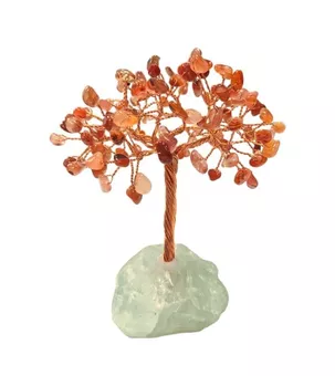 Árvore da Vida Ágata Vermelha sobre Fluorite Verde Drusa 12-13cm