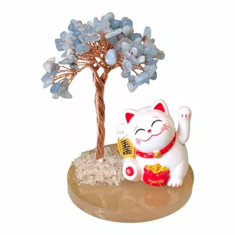 Árvore da Vida Aquamarine com Manekineko