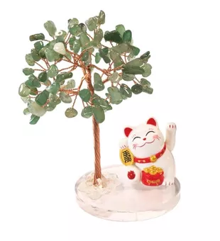 Árvore da Vida de Aventurina Verde com Manekineko