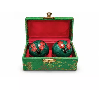 Bolas de Massagem Chinesas Flor de Ameixeira Verdes 4,2 cm