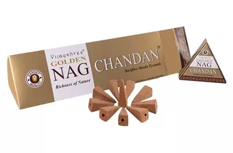 Cones de incenso backflow Vijayshree Golden Nag Chandan 12 unid.